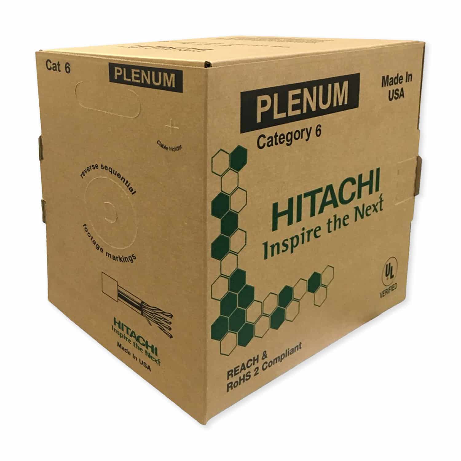 New Hitachi 30237 008 CAT6 Plenum UTP 1000ft Cable California Cables