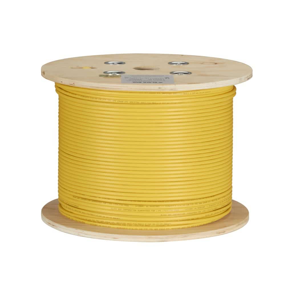 Cat6a Plenum Solid Copper ETL/UL listed 1000ft Yellow Cable