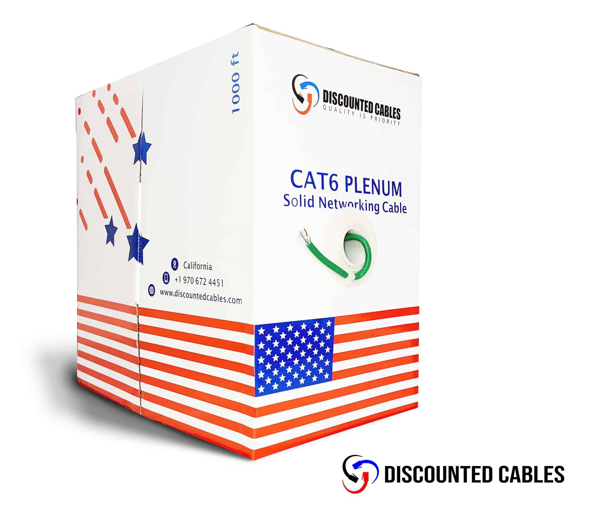 Solid Copper Cat6 UL Listed Rated UTP solid plenum cable in Green