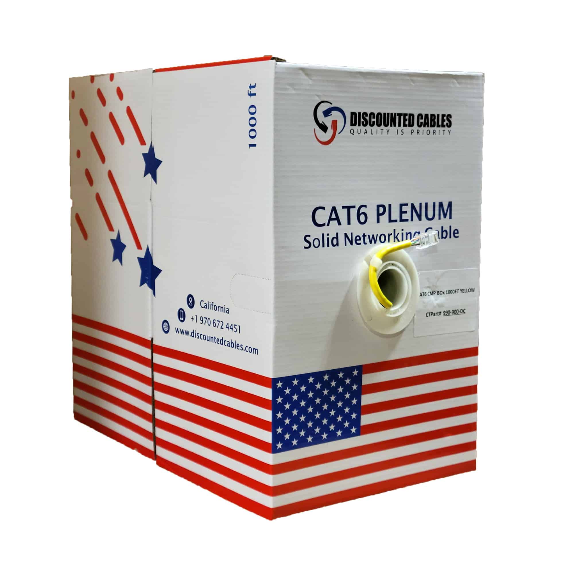 Solid Plenum Cat6 UL Listed Rated UTP Copper cable in Yellow